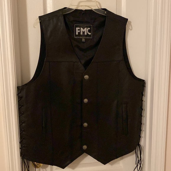 Men’s Leather Biker Vest XXL Black, FMC New, Genuine, Authentic - Picture 13 of 14